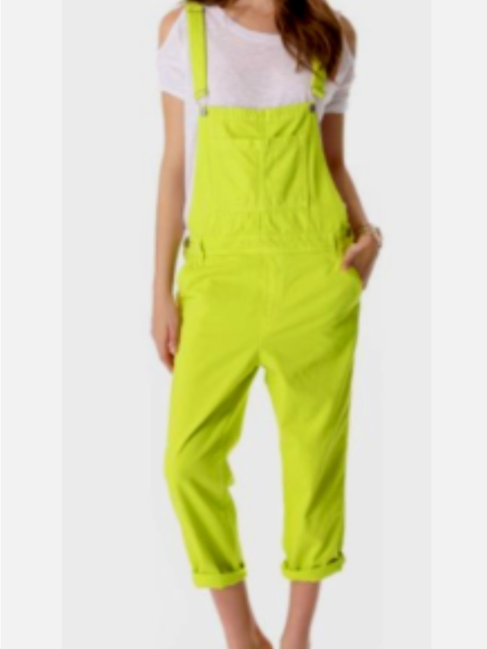 J Brand lemongrass Cropped Overalls
